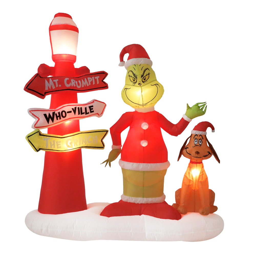 INFLABLE ESCENA DE THE GRINCH NAVIDEÑO CON ILUMINACIÓN 1.83 M The