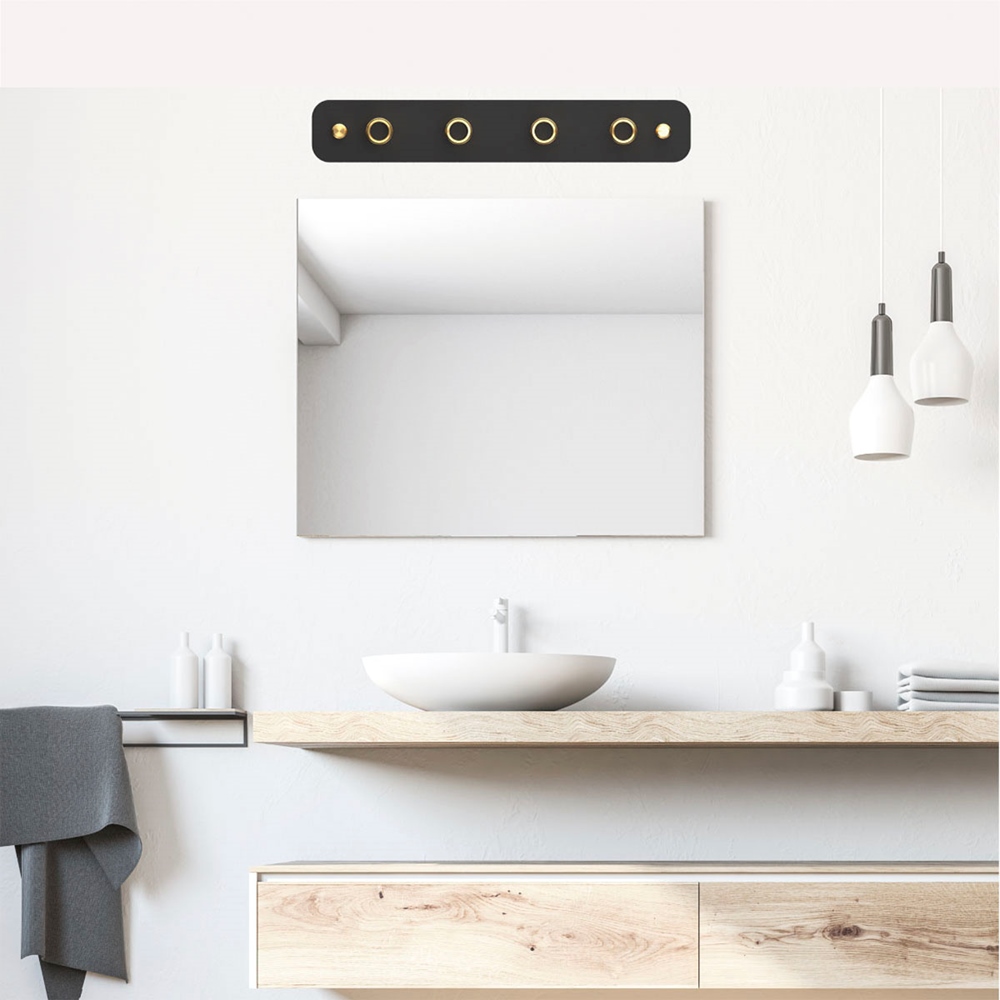 LÁMPARA DE PARED VANITY 21 4 LUCES E26 64 CM NEGRO The Home Depot México