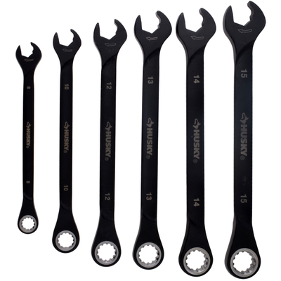 JUEGO DE LLAVES COMBINADAS DE DOBLE TRINQUETE ACERO HUSKY 6 PIEZAS