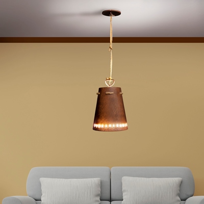 LÁMPARA COLGANTE VINTAGE DE ACERO BRONCE MATE 1 LUZ MEOPHAM