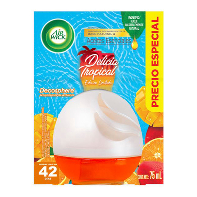 AIR WICK DECOSPHERE AROMATIZANTE DE AMBIENTE, DELICIA TROPICAL, 75 ML