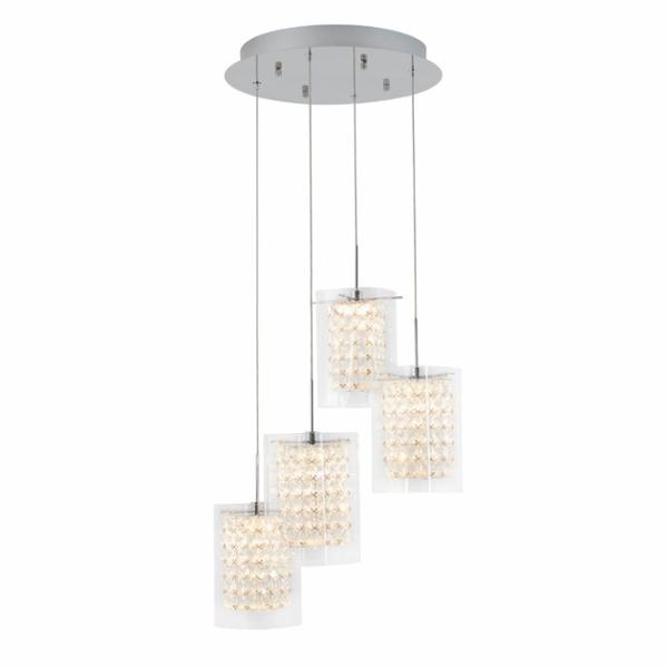 LÁMPARA COLGANTE DE 4 LUCES LED 152.4 X 30 CM PLATA