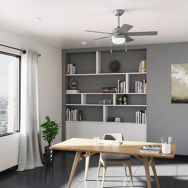 VENTILADOR DE TECHO ZEAL 44" MODERNO PARA INTERIOR CON LED INTEGRADO PLATA