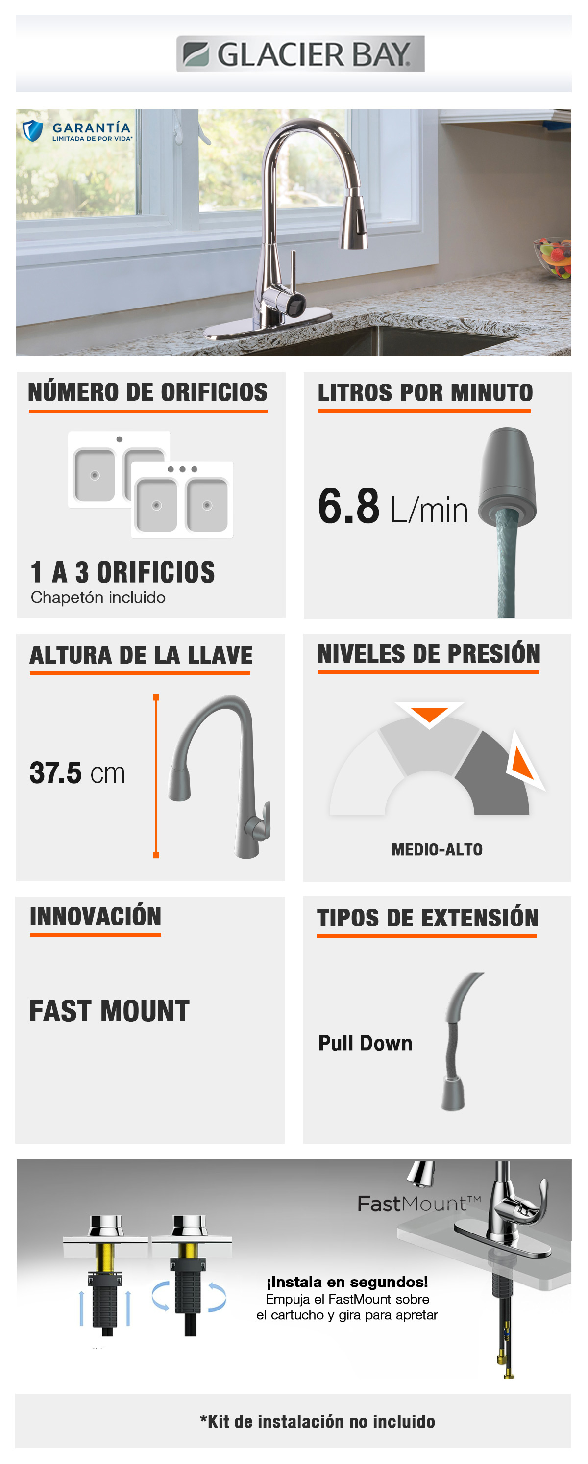 Glacier Bay Llave Fregadero Home Depot Glacier Bay Llave