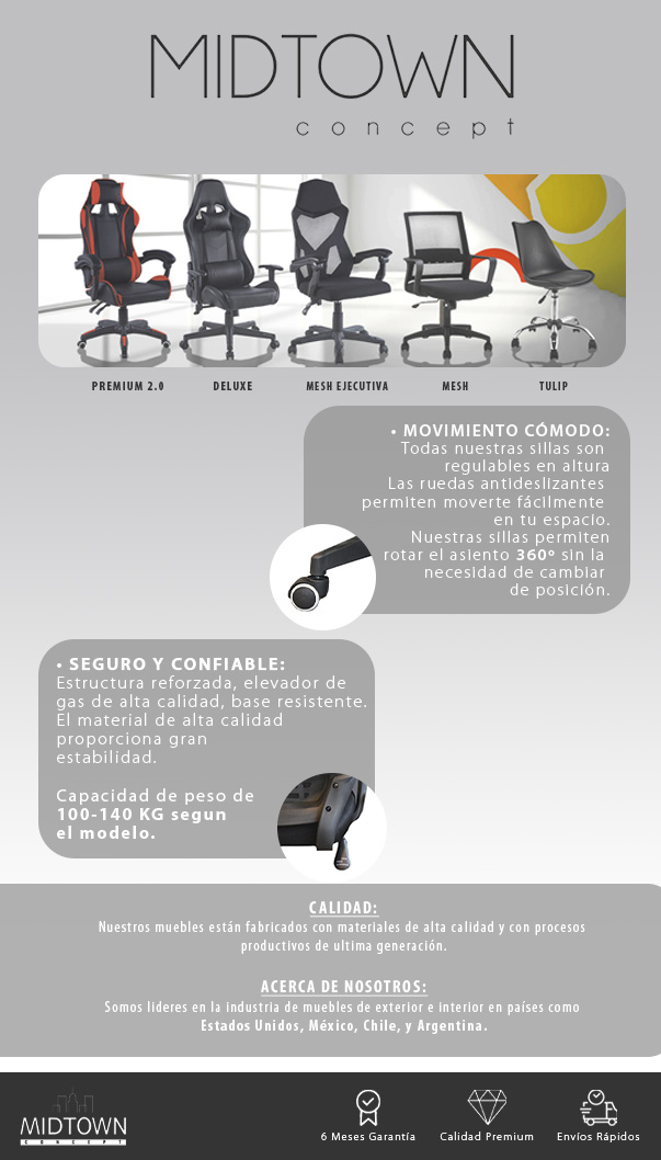 Silla para escritorio y oficina ejecutiva juvenil de malla – Midtown Concept