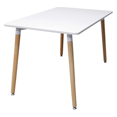 midtown concept mesa eames rectangular blanca de 1.20 mts, minimalista y moderna, patas de madera resistentes