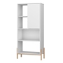 LIBRERO MINIMALISTA BLANCO, MUEBLE ORGANIZADOR CON PUERTA Y ESTANTES, COLOR BLANCO