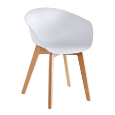 midtown concept set de 4 sillas eames de comedor redondas,sillas redondas blancas, con brazo y patas de madera.