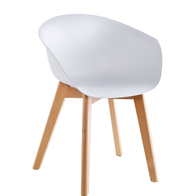 SET DE 4 SILLAS EAMES DE COMEDOR REDONDAS,SILLAS REDONDAS GRISES, CON BRAZO Y PATAS DE MADERA.