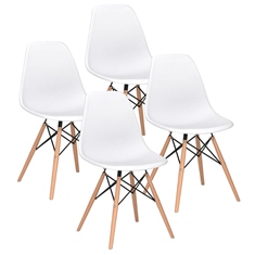 midtown concept set de 4 sillas eames, 4 sillas de comedor modernas minimalistas, color blanco