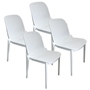 SET DE 4 SILLAS DE COMEDOR, SILLAS MODERNAS DE PLASTICO, COLOR BLANCO