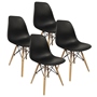 SET DE 4 SILLAS EAMES, 4 SILLAS DE COMEDOR MODERNAS MINIMALISTAS, COLOR NEGRO