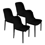 SET DE 4 SILLAS DE COMEDOR, SILLAS MODERNAS DE PLASTICO, COLOR NEGRO