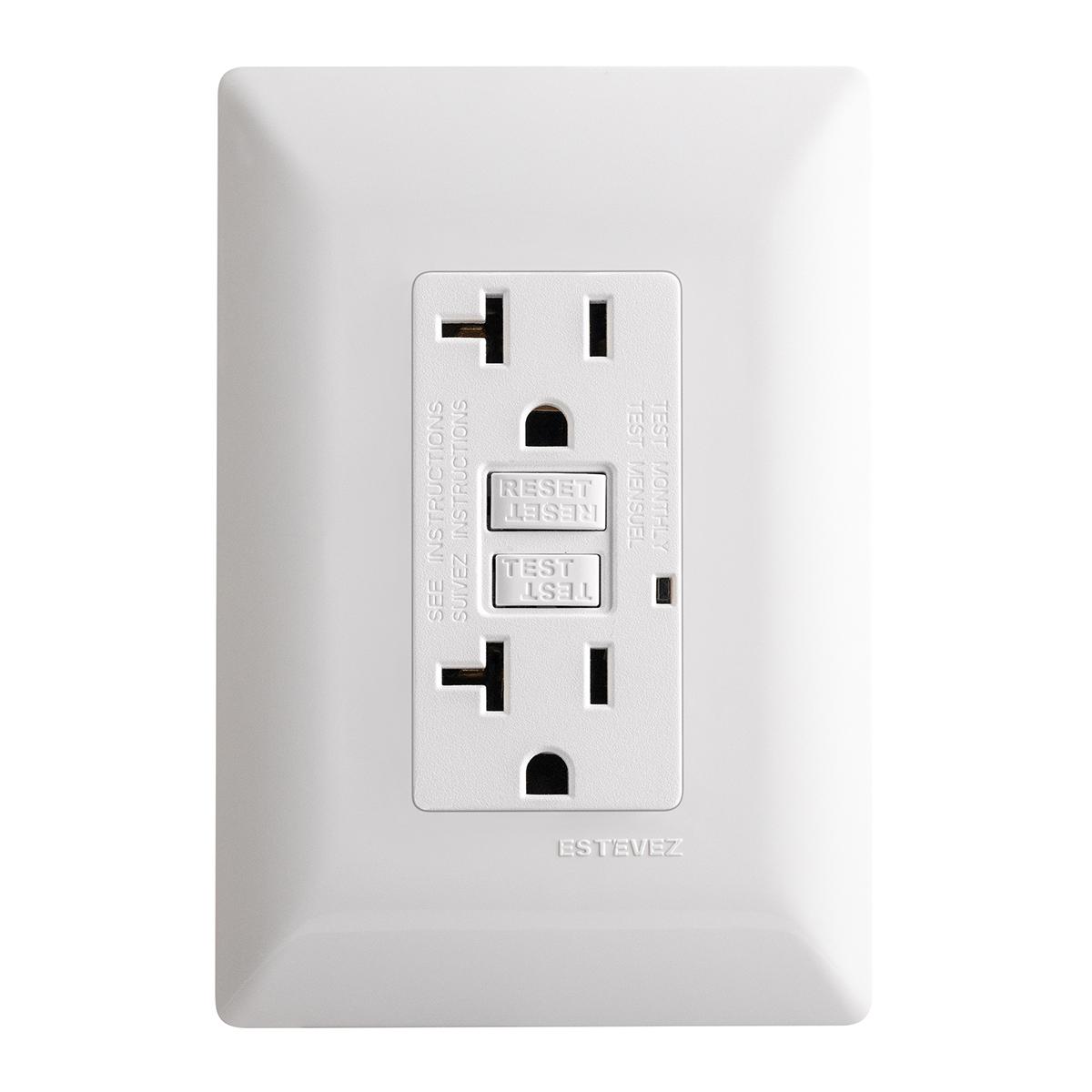 Contacto dúplex con falla a tierra y placa de pared incluida blanco