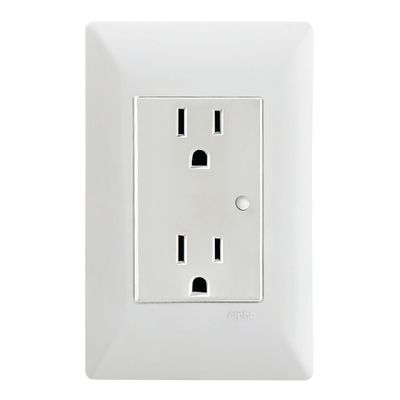 CONTACTO DÚPLEX INTELIGENTE WIFI DE 3 MÓDULOS CON PLACA DE PARED BLANCO