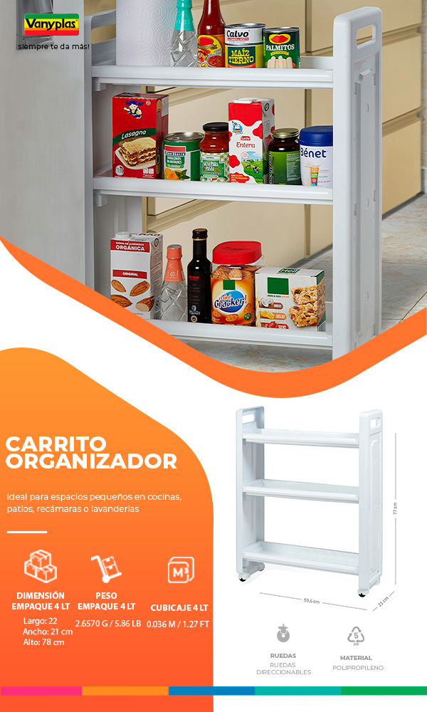 Organizador de cocina de 3 niveles, estante de almacenamiento de plástico  de al1