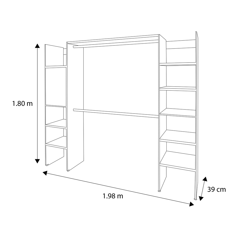 CLÓSET DE 2 TORRES CON PUERTA 1.80 X 1.98 M X 39 CM CAFÉ NOGAL The