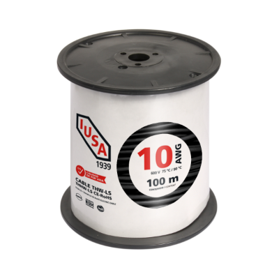 CABLE IUSA THWLS/THHWLS 10 AWG COLOR NEGRO EN CARRETE DE 100 M