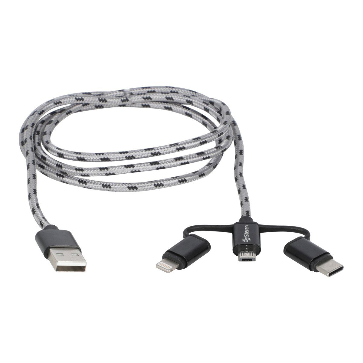 steren cable usb 3 en 1 m blanco