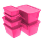 SET 6 CAJAS DE PLÁSTICO 2/30-2/6-1/15 1/11 LTS ECOLINE ROSA FUCSIA