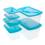 SET 6 CAJAS DE PLÁSTICO TRANSPARENTE 2/30-2/6-1/15 1/11 LTS TAPA AZUL