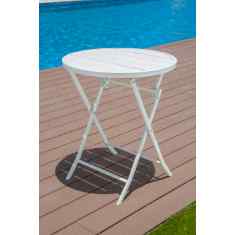 stylewell mesa de jardín plegable blanca redonda estructura de acero 90 x 62.5 cm