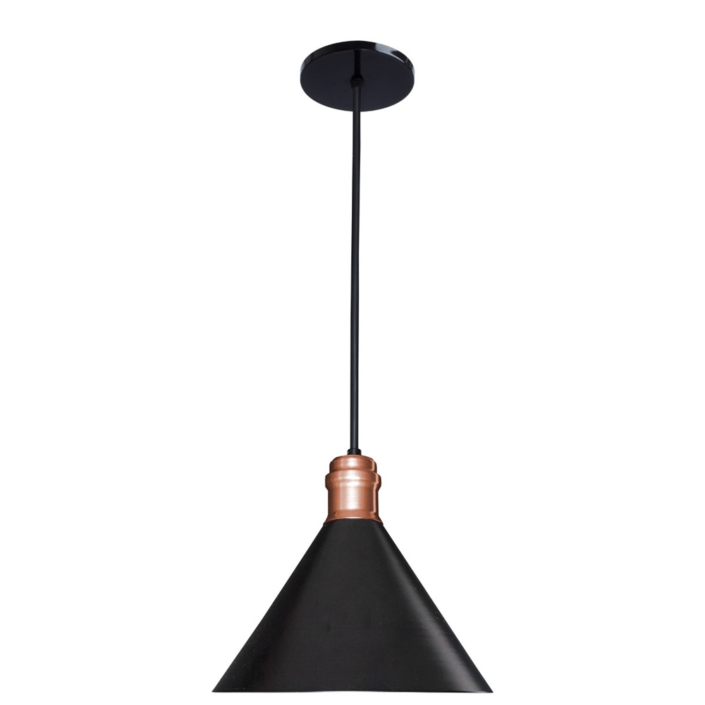 Lámpara colgante vintage de acero negro y cobre brillante 1 luz maxxi