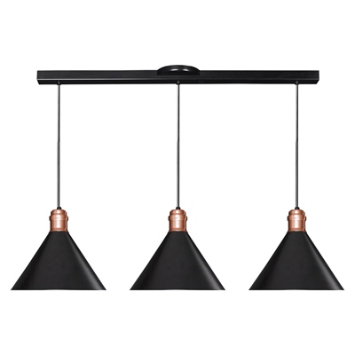 LÁMPARA COLGANTE VINTAGE DE ACERO NEGRO Y COBRE BRILLANTE 3 LUCES MAXXI