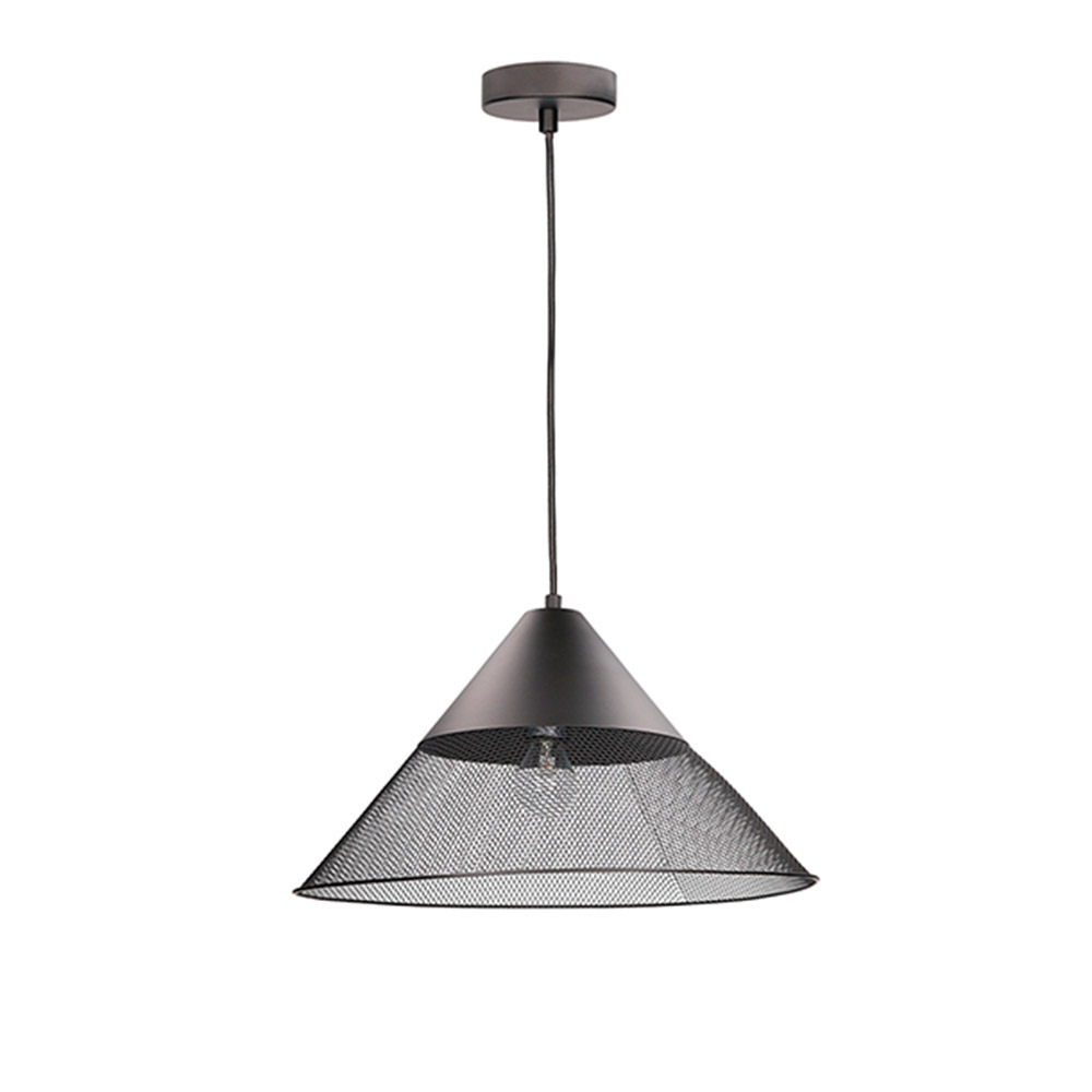 Lámpara colgante vintage de acero negro mate 1 luz cono