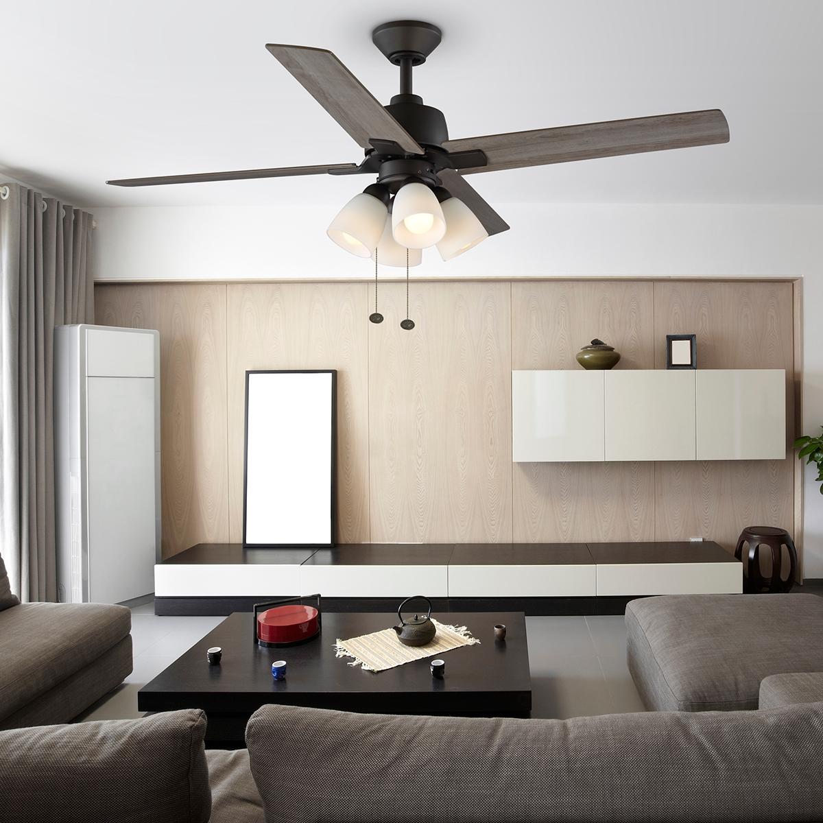 Ventilador de techo malone 54" moderno con led integrado bronce semimate