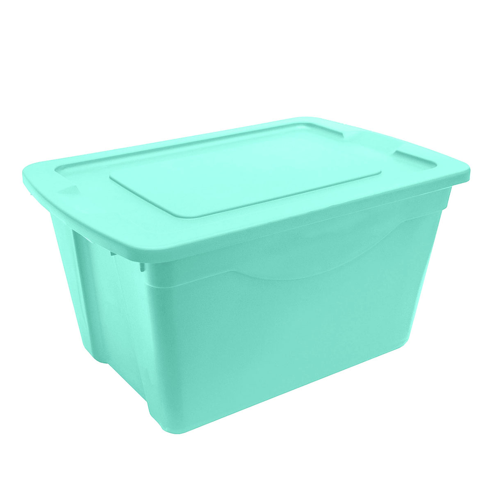 Caja con tapa de polipropileno 60 l verde aqua