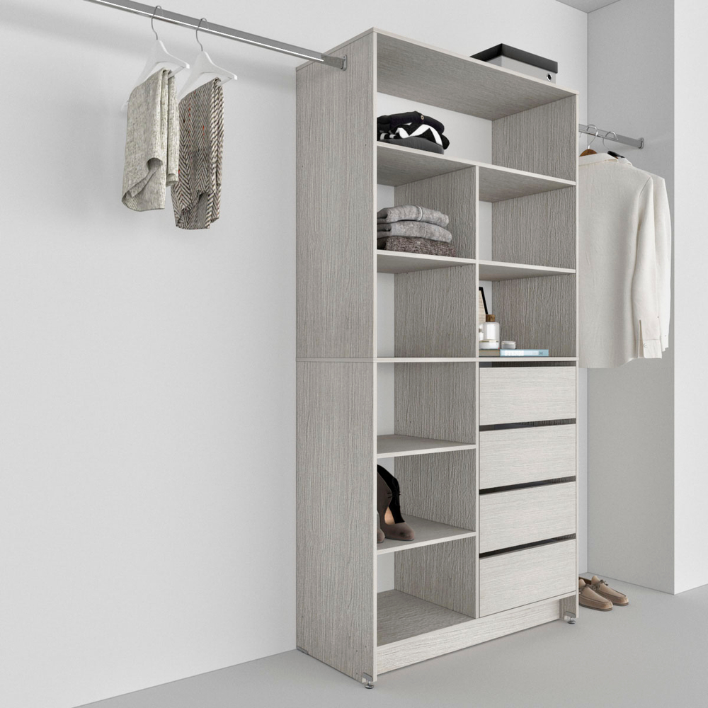 CLOSET 4 CAJONES CON ENTREPAÑERA 1.80 X 2.70 M X 39 CM BLANCO The