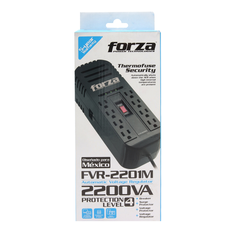 Estabilizador de Voltaje Forza 2200VA Modelo FVR-2202 8 Tomas