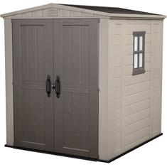 keter casa de almacenamiento exterior linea factor 178x195x208 cm (doble puerta) color beige / topo