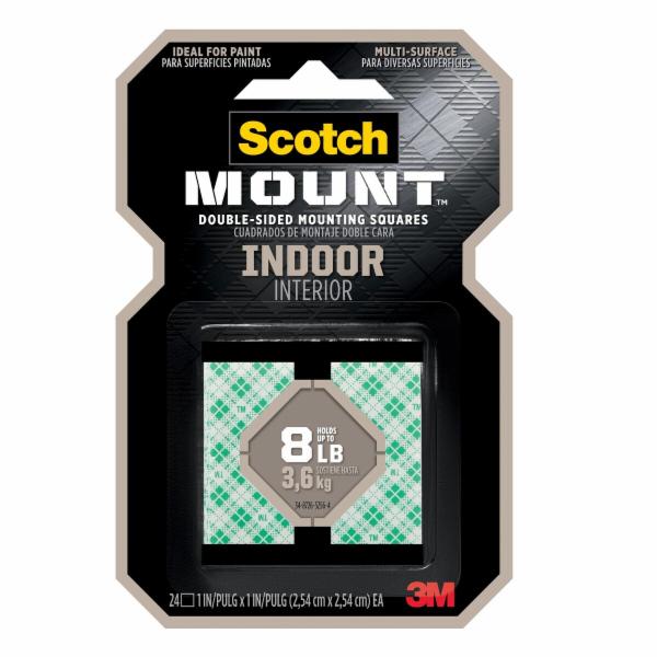 TIRAS DOBLE CARA PARA MONTAJE INTERIORES, BLANCO, 25.4 MM X 25.4 MM, 24 UND