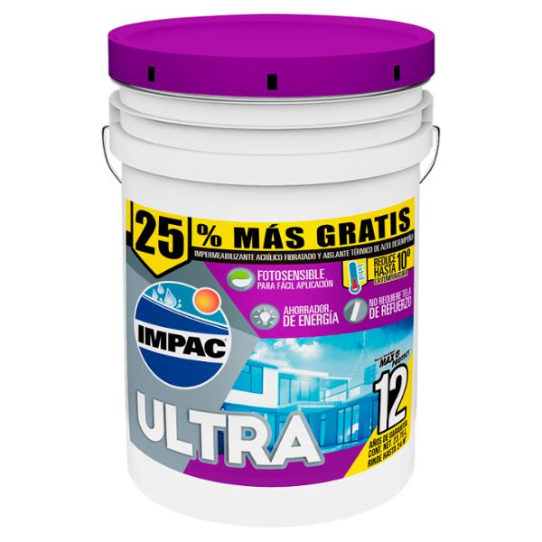 IMPERMEABILIZANTE ACRÍLICO FOTOSENSIBLE FIBRATADO IMPAC ULTRA 12 AÑOS TERRACOTA 23.7 L