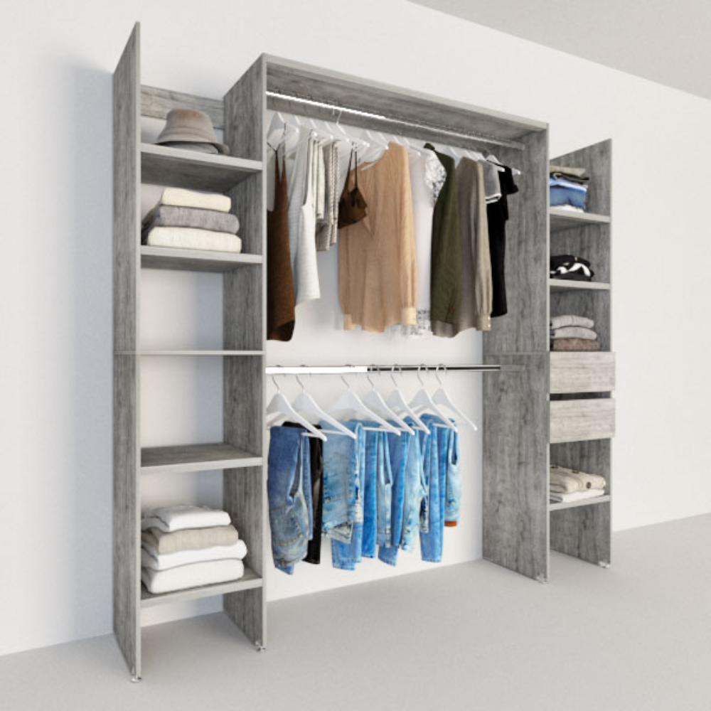 CLOSET 2 TORRES 2 CAJONES GRIS CLARO TEXTURIZADO The Home Depot México