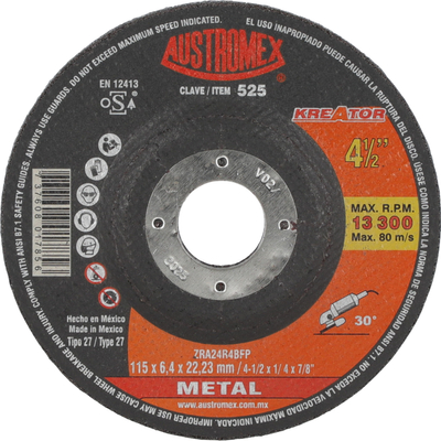 DISCO DE CORTE PARA METAL 4 1/2 PULGADAS