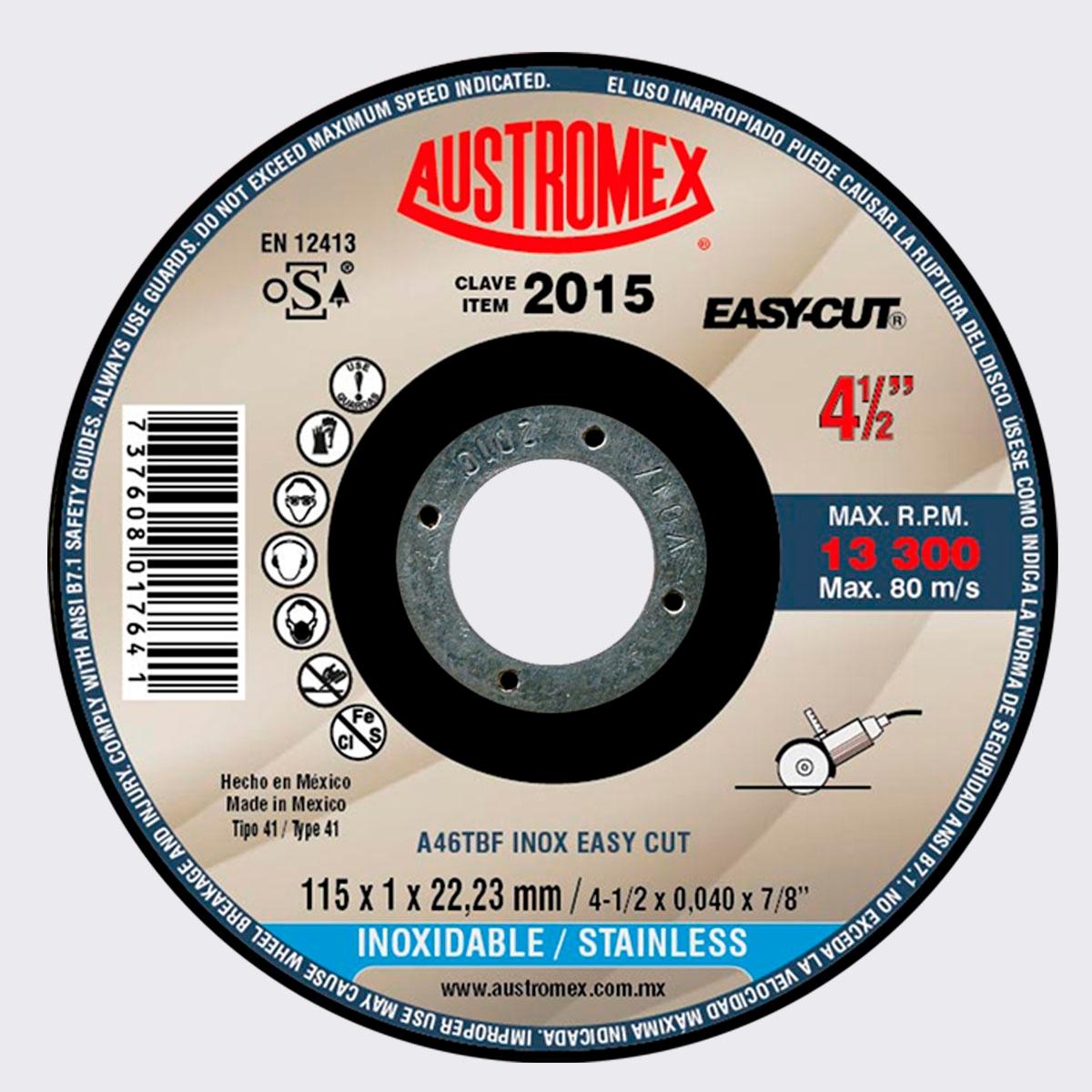 2015 disco delgado corte acero inoxidable 4.5x0.040x7/8 easy cut