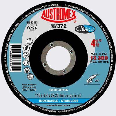 372 DISCO DESBASTE ACERO INOXIDABLE 4.5X1/4X7/8 ALTO RENDIMIENTO