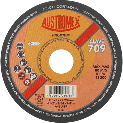 DISCO DE CORTE PARA ACERO 4 1/2 PULGADAS