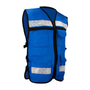 URREA CHALECO UNISEX AZUL TIPO SUPERVISOR ABIERTO CON REFLEJANTE M, PAQUETE 3 PZ