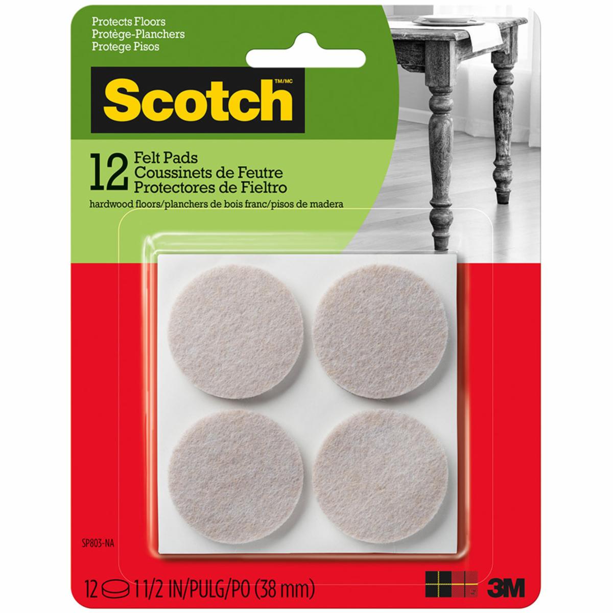Fieltros redondos scotch, beige, 25.4 mm, 32 und
