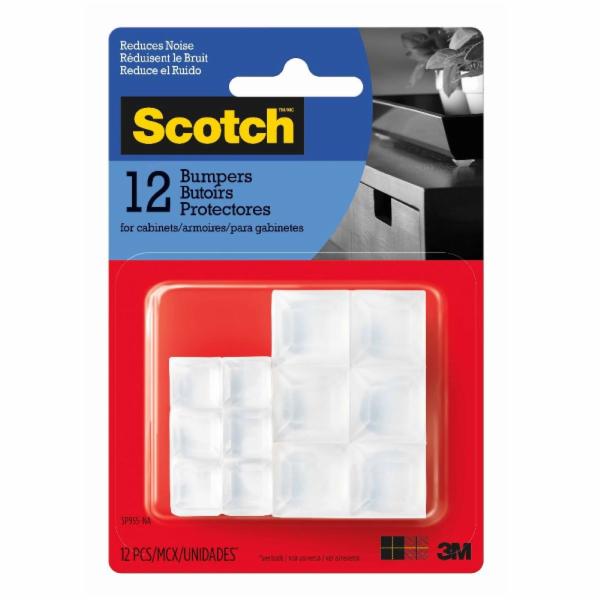 TOPES DE GOMA ANTI-IMPACTO SCOTCH, CUADRADOS, TRANSPARENTE, MULTITAMAÑOS, 12 UND