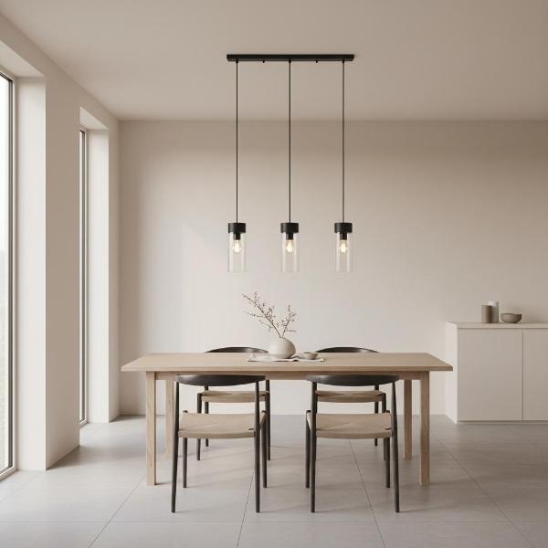 LÁMPARA COLGANTE 3 LUCES MONTEY NEGRO / BLANCO