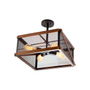 COLGANTE NEGRO Y MADERA DE 4 LUCES