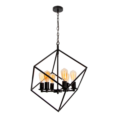 LÁMPARA COLGANTE VINTAGE DE METAL NEGRO MATE 6 LUCES CAGE