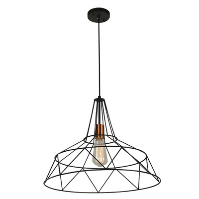 LÁMPARA COLGANTE VINTAGE DE ACERO NEGRO Y BRONCE MATE 1 LUZ CAGE