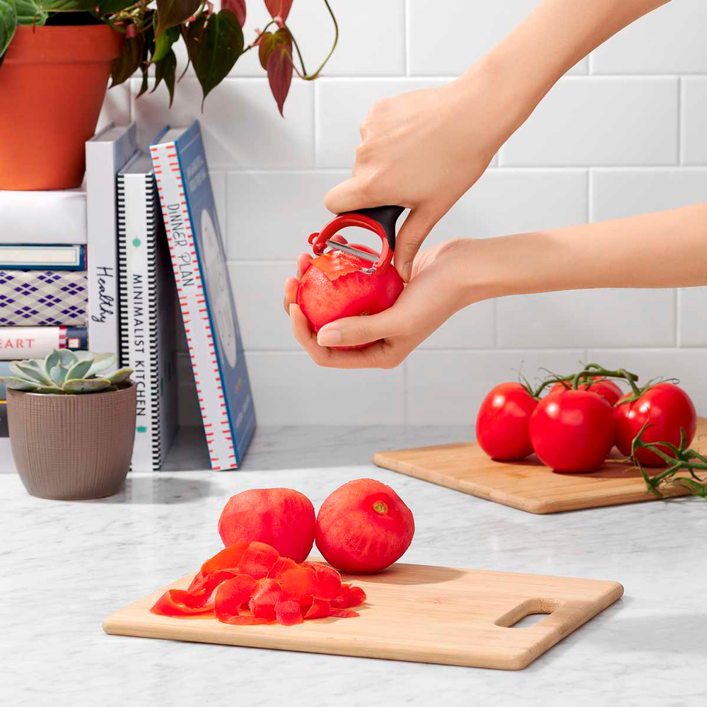 Juego De 3 Peladores Tradineur - Acero Inoxidable, 13 Cm, Para Tomate, Juliana Y Fruta | Mango Plástico Cómodo