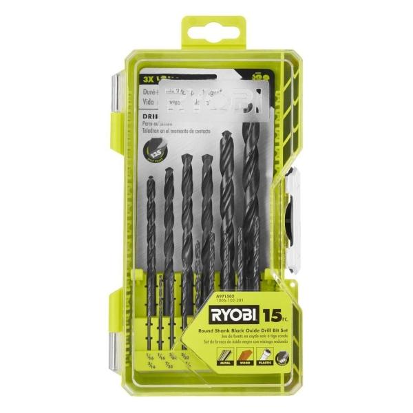 SET DE BROCAS DE ÓXIDO NEGRO CON VÁSTAGO REDONDO (15 PIEZAS)
